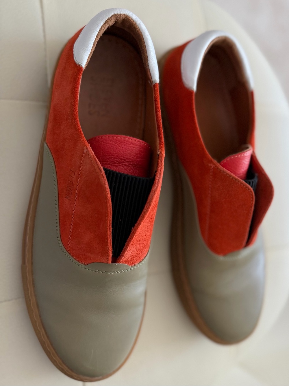 ELEVEN SHOES Leather & Suede Colorblock Slip-On Sneaker Loafers